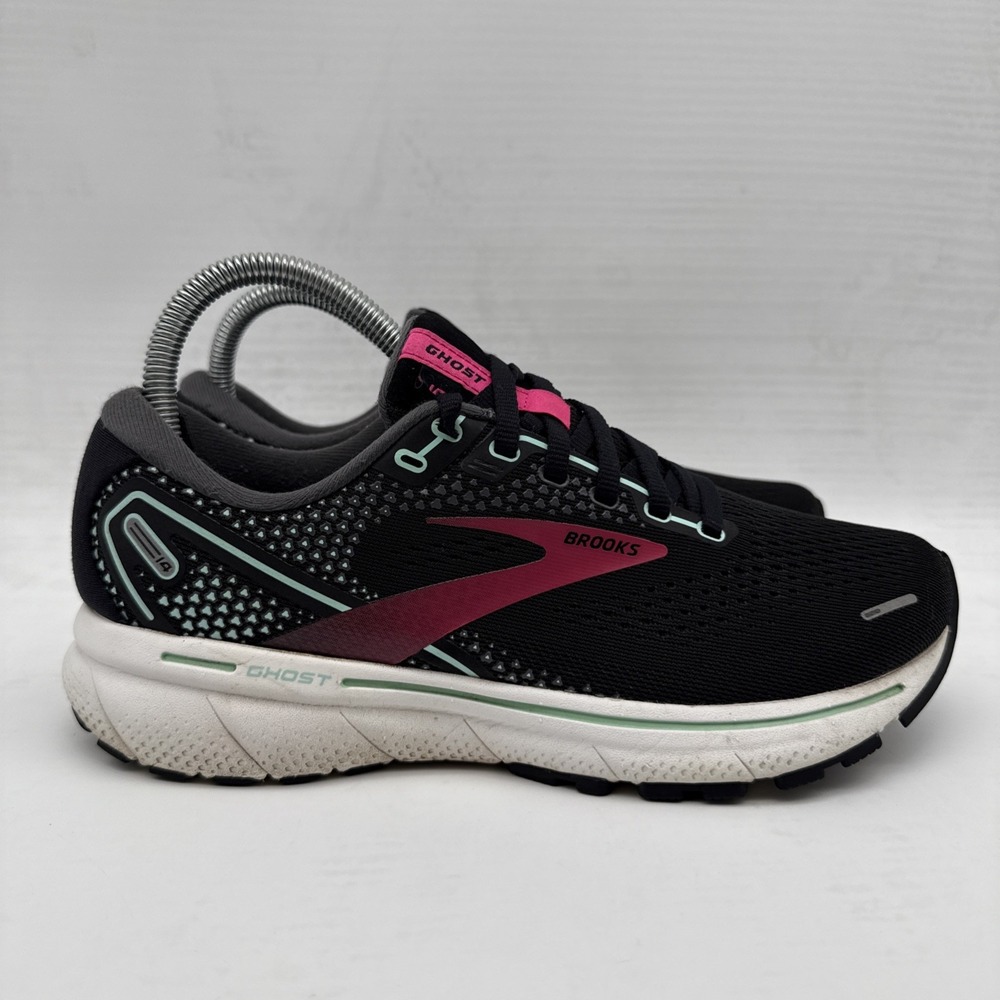 Brooks Ghost 14 Women's Running Shoes 7 B 1203561B013 Black/Pink/Yucca - Picture 3 of 16